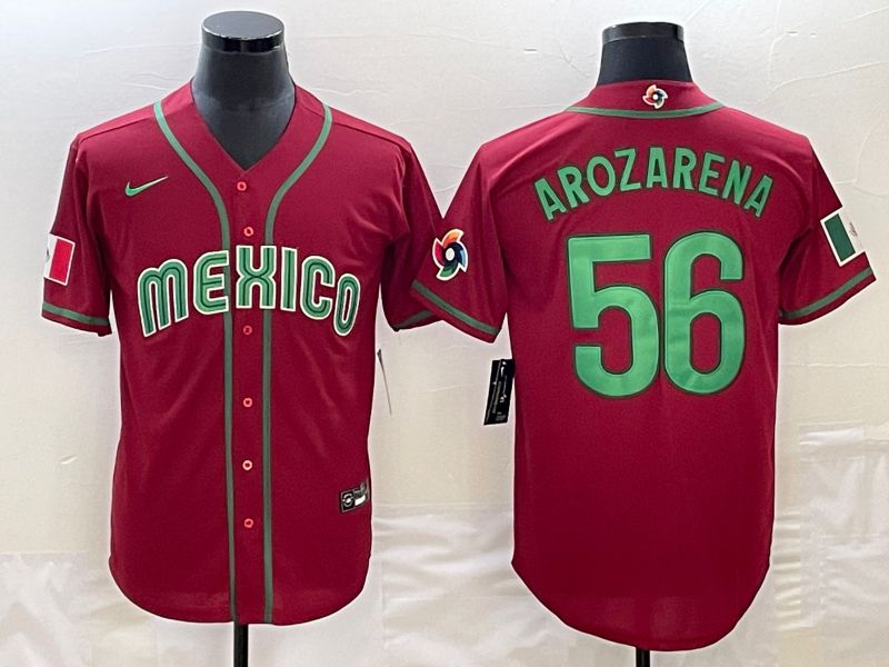 Men 2023 World Cub Mexico #56 Arozarena Red Nike MLB Jersey15->more jerseys->MLB Jersey